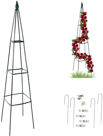 Rankhilfe, Obelisk, freistehende Ranksäule für Garten, Rosen, Kletterpflanzen, Rankobelisk, Rankturm aus Metal, Kletterhilfe, Rankgestell, wetterfeste Pyramide, Deko(Pyramide)