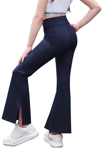 Arshiner Niña Pantalón Acampanado Cintura en V Niños Pantalones Campana Cómodo Suave Legging con Abertura Campañas Casual Flared Pant Moda Yoga Pantalones para Niña 5-6 años