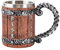 OTARTU Wikinger-Runen-Tasse, Nordische Holzfass-Bierkrug, Edelstahl-Kaffeetasse Mit Dekor, Geschenk für Herren, 500 ml