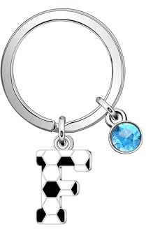 Casxyue Porte-clés avec lettres initiales de football pour femmes, filles, hommes, garçons, avec style de football, porte-clés avec lettre de football, cadeaux de fête, f, 2.3cm