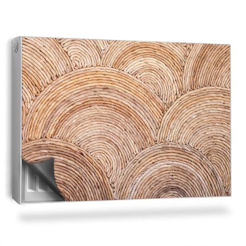 Couverture Magnétique 90x60 cm Facile à Installer Protège et Décore Cache Radiateur Anti-poussière Tapis Design pour Radiateurs - Demi-Cercles superposés en Osier