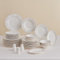 Karaca New Olio White Dinnerware Sets, Modern Kitchen Dinner Set for 12 People, Bone China Plates and Bowls Sets, Durable & Elegant, 53-Piece