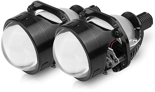 Angel Eyes,Angel Eyes Roller 1pair 2,5 Zoll 80 mm LED-Halo-Angel-Eyes-Projektorobjektiv, hohes Abblendlicht, Bi-LED-Leuchten, passend for H4 H7 9005 HB3 9006 HB4 Autoscheinwerfer Nachrüstung(Left Hand