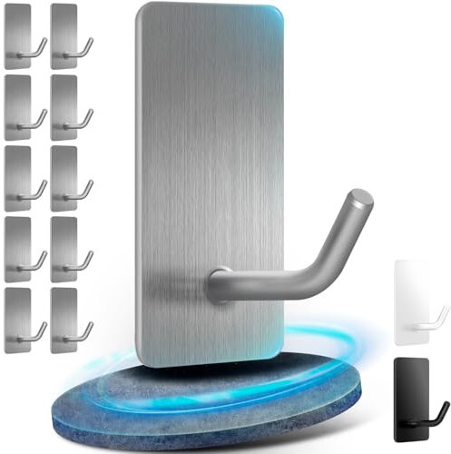 Handtuchhalter ohne Bohren 10er-Pack, Haken Selbstklebend 304 Edelstahl, Klebehaken Extra Stark Kann Großen Artikel hänge, Wandhaken Selbstklebend für Bad, Toilette & Küche,Rostbeständig Handtuchhaken