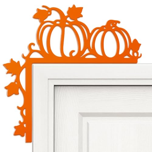 Yaocom 11.8‘' x 11.8 Metal Fall Pumpkin Door Topper, Thanksgiving Sign