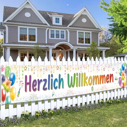 Tasoraor Herzlich Willkommen Banner Deko, Buntes Begrüßungsbanner Girlande | Innen Außen(37×274 cm), Welcome Home Deko für Geburtstag Rückkehr Einzug Jubiläum Schuleinführung Firmenfeier Party