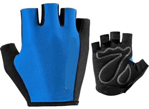 SNGUOQ fitnesshandskar män kvinnor halvfinger sport andas sommar berg utomhus vantar för fitness och träning (blå, L)