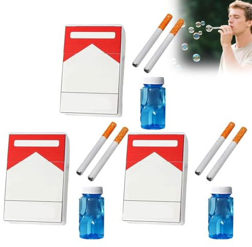 Lot de 3 machines à cigarettes à bulles pour homme et femme - Mini cigarette à bulles - Idée cadeau pour mariages, anniversaires, fêtes (C)