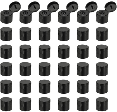 QUARKZMAN 20 Pz 18/410 Tappi tapón abatible per Bottiglie, Coperchi di Ricambio in Plastica Riutilizzabili Anti-Spill per Bottiglie Spremibili, Plastica, Vuote, Bottiglie di Shampoo, Nero