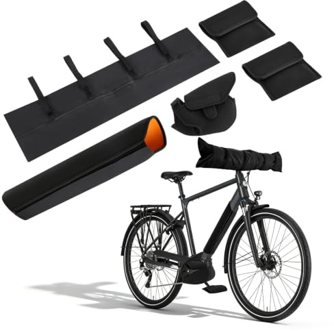Housse de Protection pour Moteur Central et Batterie de Vélo Électrique, Lot de 5 Pièces, Capot Moteur, 2 Sacs pour Pédales, Protection Contre la Pluie, Compatible avec Bosch, Shimano, Brose, Yamaha