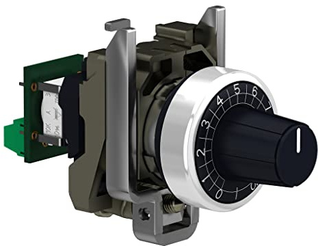 Schneider Electric Harmony XB4 Potentiometer, Komplettgerät, Metall, 22mm, Widerstand 10K Ohm, schwarz, Artikelnummer XB4BD912R10K