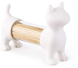 Balvi Palillero & salero y pimentero Cat Color Blanco con Forma de Gato Acrílico/plástico PVC