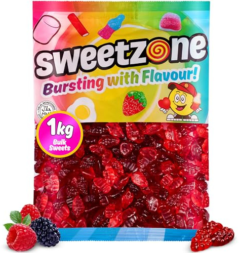 Sweetzone Juicy Berries Large Sweet Bags 1kg, Fruity Jelly Gummies, Halal Sweets, Chewy Candies, Bulk Sweets, Retro Gummy Candy, Bulk Retro Candy Sweeties for Bags, and Sweet Tooth Craving