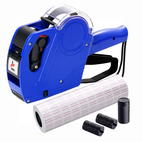 KPX MX5500 - Pistola per prezzi, con 5150 adesivi per pistola bianca e 3 rulli extra per inchiostro, pistola per etichette prezzi, pistola per prezzi, pistola per prezzi al dettaglio a 8 cifre ed