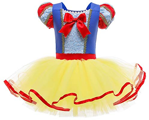 REXREII Toddler Girls Snow White Princess Ballerina Tutu Dress Halloween Fancy Dress Up Costume