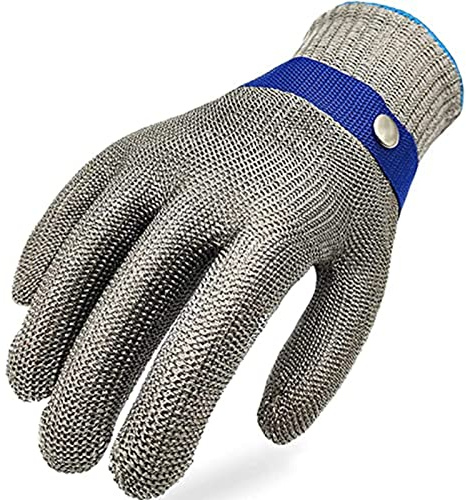Guantes de trabajo Guantes De Malla De Alambre De Alambre De Acero De Alta Densidad Nivel De Seguridad 6 Protección Guantes A Prueba De Corte For La Cocina Pescador De Carnicero, Tamaño Ajustable