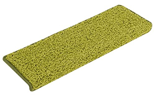 vidaXL Stufenmatten 15 STK., Treppenmatten mit Klebebändern, Treppenteppich Waschbar Faltbar, Treppenstufenmatte Treppenschutz, 65x21x4cm Grün
