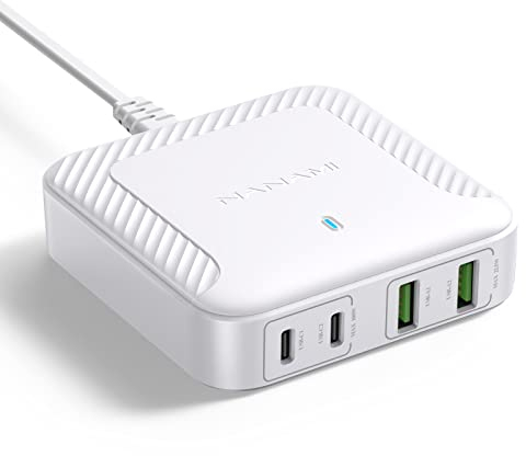 NANAMI 100W USB C Ladegerät Mehrfach - 4-Port Desktop Charger GaN USB C Netzteil PD Ladegerät mit PPS kompatibel mit MacBook Pro/Air, iPad Pro, iPhone 16, Galaxy S25/S24 Ultra,Switch usw.