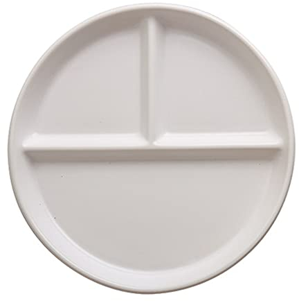 Assiette Controle de Portion 8 Pouces, Assiette 3 Compartiment Porcelaine, Assiette Compartiment Adulte Diet, Assiettes Divisées pour La Perte de Poids