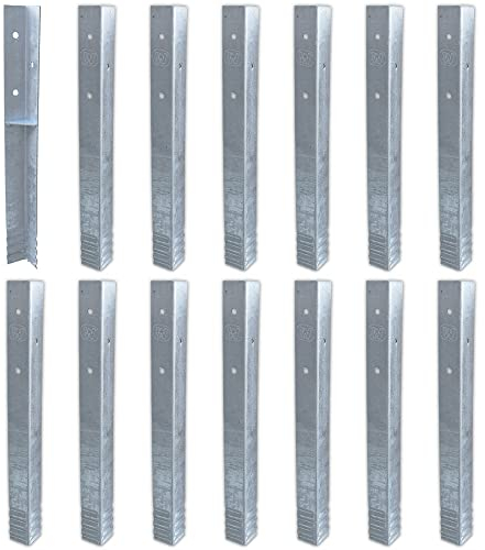 Wickey SolidLock Winkelanker aus feuerverzinktem Stahl für Spieltürme, Schaukeln, Stelzenhäuser - 14er-Set Anker inklusive Schrauben - Bodenanker, Erdanker 500x45x45 mm