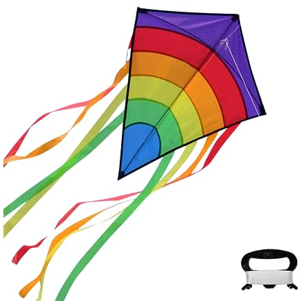 XoeLLe Cometa,Cometas Arcoíris Gigantes con Cola Larga, Fáciles de Volar, Enormes Cometas para Niños y Adultos con Cuerda de Cometa de 80 m, Beach para Juegos y Actividades Al Aire Libre