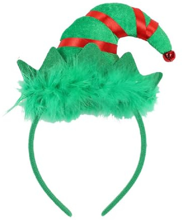 Wgudzpj Christmas Elf Headbands Hats Santa Elf Headband Headwear with Bells for Christmas Costumes Accessory Party