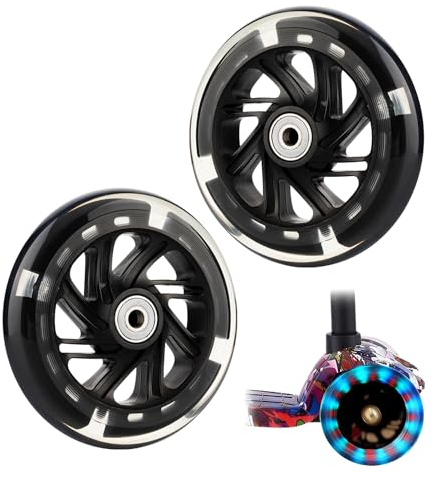 LNGJIN Ersatzräder für Scooter,2 Stück 100mm LED Scooter Rollen räder,Scooter Rollen,Leuchtende Stunt Scooter Rollen,Leuchtende Scooter Räder,Rollerräder Räder,geeignet für allerlei Scooter
