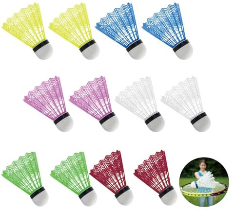 DALAETUS 12 Piezas Pelotas de Bádminton de Nylon Set, Volantes de Plástico, Bádminton de Colores para Deportes de Interior y Exterior, Entrenamiento, Ejercicio, Entretenimiento, Juegos