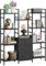 OYRREU 120W x142Hcm Bücherregal mit 4 Stoffschubladen, Standregal Bücher Regal Küchenregal für Wohnzimmer Büro Balkon Bookshelf Kitchen Storage Shelf Lagerregale Bookcase, Metallregal Retro Schwarz