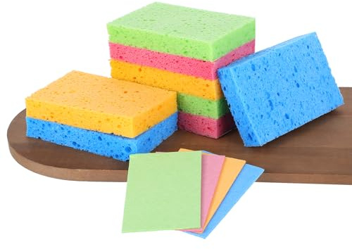 12 PCS Compressed Kitchen Sponges, Colorful Kitchen Sponges Cleaning Scrub Colored Sponge for Dish Washing, Bathroom, Cars, Cut-Outs DIY