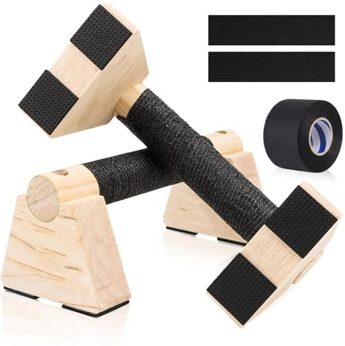 Wooden Parallettes Bars,Non-slip Fitness Push Up Handles,Solid Wood Press Up Handles for Floor Exercise,Gymnastics,Strength Training,Portable Calisthenics Bars for Home,Gym,Outdoor(Wood color, 30cm)