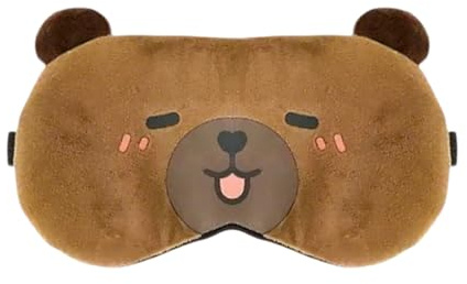 Sömnmask Capybara för barn och vuxna, mjuk plysch, tecknad djur, reseögonskydd, ögonskydd för sömn (Lycklig)