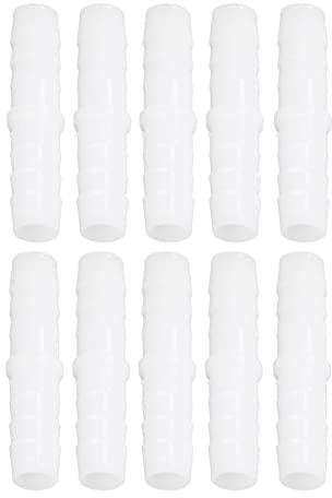 YWBL-WH PE 90 Degree Elbow Plastic Hose Barb Fitting, Wear-Resistant, 10PCS L Shaped Tube Connector with 4 Specifications for Pump Tube, Silicone (12-12mm Straight Through)