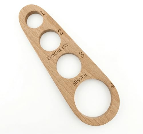 Spaghetti Measure Tool, Wood Pasta Measuring Accessory with 4 Portion Holes, Spaghetti Measure Gauge for Serving Size, Pasta Measurer Tool for Cooking Tools and Portion, Natural Wood Kitchen Accessory