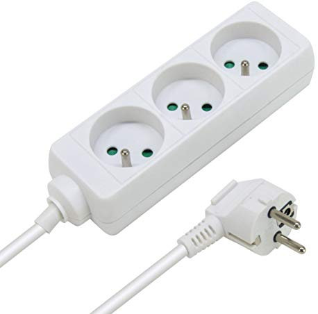 Waytex 52111 Multiprise électrique avec câble 3 prises 1,5 m Blanc