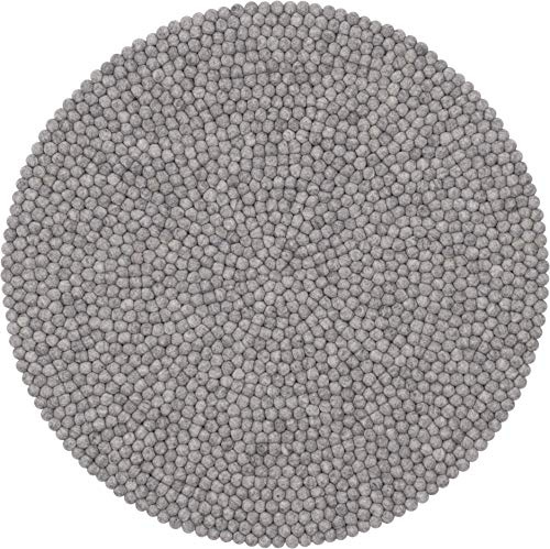 myfelt Filzkugelteppich Carl - Ø 90 cm, ideal für Schlaf-, Wohn-, Kinderzimmer, Flur & Bad