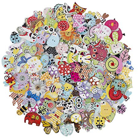 Botones Costura de Colores Madera Animales Botones para manualidades de DIY Coser Artesanía 150 Unidades