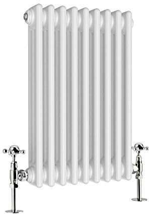 Warmehaus - Traditional Cast Iron Style White Triple Column Horizontal Radiator 600 x 425mm - Perfect for Bathrooms, Kitchen, Living Room