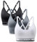 ANGOOL Sport BH Damen Einstellbarer Schultergurt Sport Bustier Damen Gepolstert Starker Halt Nahtlose Joggen Yoga Fitness Bra, 3er Pack, Schwarz + grau + weiß, M