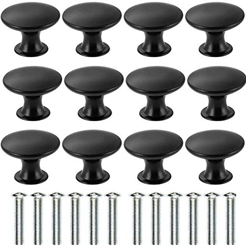 Kyrio 12PCS Drawers Knobs Furniture Knobs Drawer Handles Vintage Antique Brass Diameter 30 mm Knob for Cabinet Drawer (Black)