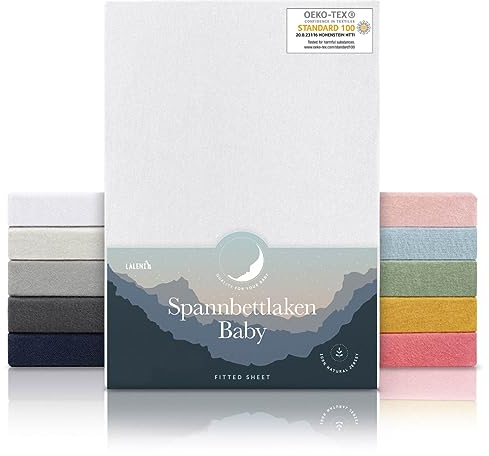 Laleni Jersey Spannbettlaken 100x100 cm Laufgitter 2er Set - OEKO-TEX zertifiziertes Spannbettlaken quadratisch - Babybett Bezug Baumwolle - Laufgitter 100x100 - Baby Bettwäsche in Weiß