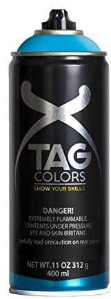 TAG Colors - G400A038 Vernice Spray per Graffiti AQUARIUS BLUE 400 ml, 1 Bomboletta Professionale per Writers e Street Artists, Smalto Full Coverage a Lunga Tenuta, Finitura Opaca, 100% Made in Italy