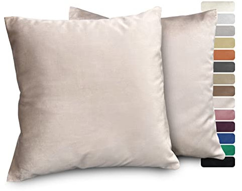 BEAUTEX Lea Samt Kissenhüllen 2er Set, Premium Kissenbezug, Sofa- und Dekokissen, Größe und Farbe wählbar (Taupe 50x50 cm)