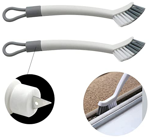Mano Cepillo Limpieza lechada 2 en 1 - 25 cm Juntas de Azulejos con cerdas de plástico rígido para Limpiar Juntas en el baño, Aseo, Cocina, Azulejos y baldosas, 2 Piezas, Blanco.