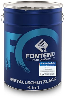 Fonteino Peinture métal glycéro 3 en 1 Ultra résistante - Protection fer, acier - Antirouille, Hydrofuge - Rouge feu 2,5L