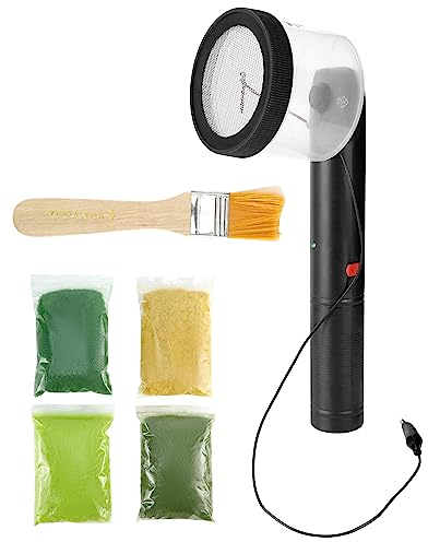 QWORK® Mini aplicador de flocado de hierba, con 4 colores de hierba de modelado y cepillo de limpieza, para paisajes modelo de bricolaje