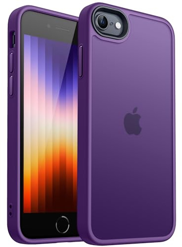 CANSHN Matt Hülle für iPhone SE 3/2 (2022/2020), iPhone 8/7, [Militärschutz] Schutzhülle Samtige Touch Matt Anti-Kratzen, Durchscheinende Rückseite Schutzhülle, Anti-Fingerabdruck (Dunkelviolett)