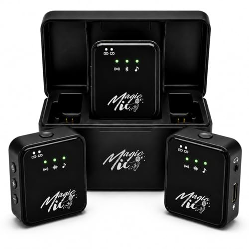 MagicMic™ 2in1 Mikrofon (3. Generation) Content Creation, Lavalier-Funkmikrofon mit Geräuschunterdrückung für PC, iPhone, Interviews, YouTube, Vlogs (2 Sender + 1 Empfänger + Ladebox + Adapter)