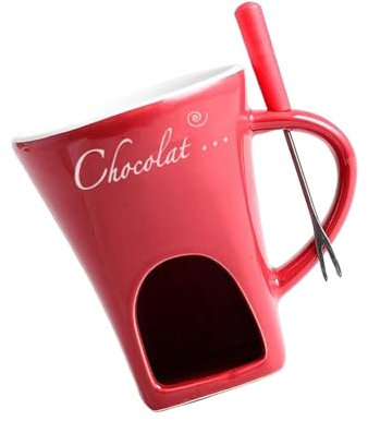 MagiDeal Fondue Chocolat Bougie, Tasse à Fondue Tasse à Chocolat avec Fourchettes pour Faire Fondre Le à Café Pot à Beurre 130 ML Pot à Bonbons pour Dessert Maison Anniversaire Cuisine, Rouge