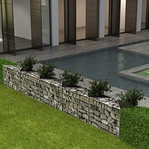 Iiaky Cesta de Muro de gaviones Acero galvanizado 300x30x50 cm gaviones para Piedras Vallas de Jardin maceteros rectangulares Altos